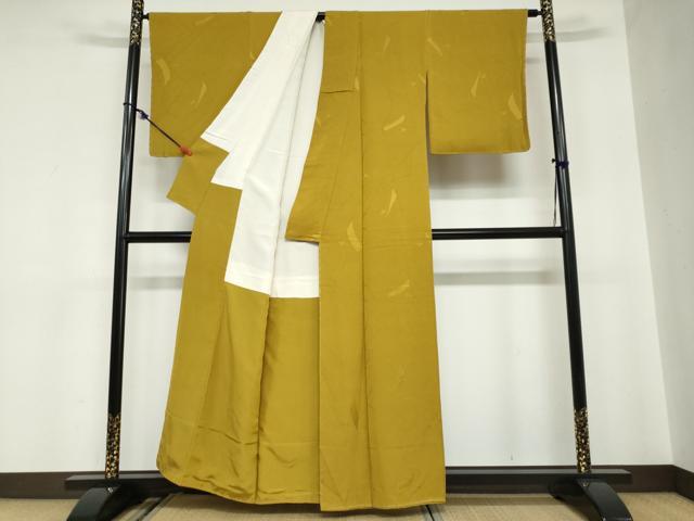 平和屋着物●上質な色無地　松葉地紋　菜種油色　正絹　逸品　未使用　DABC2130ud heiwaya-11087548 平和屋 サンプル画像3