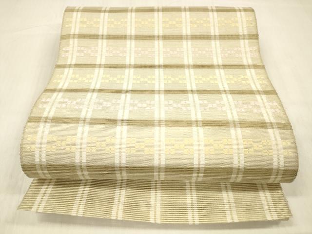 乐天商城 - 平和屋着物＊夏物　八寸名古屋帯　花織　格子抽象文　正絹　逸品　DABC8302cm