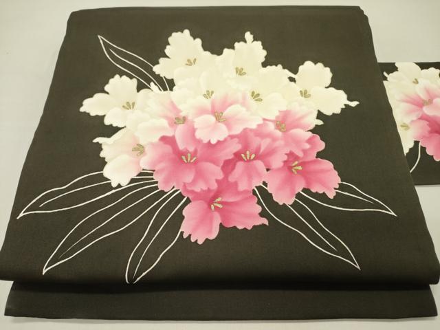 【美品】手描き　桜に金箔霞　塩瀬染め帯 京友禅 塩瀬名古屋帯(薄黄色・桜) - 染と織たかはしオンラインショップ