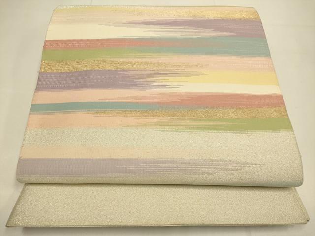 平和屋着物●太鼓柄袋帯　綴れ　霞文　金銀糸　正絹　逸品　DABD2256du