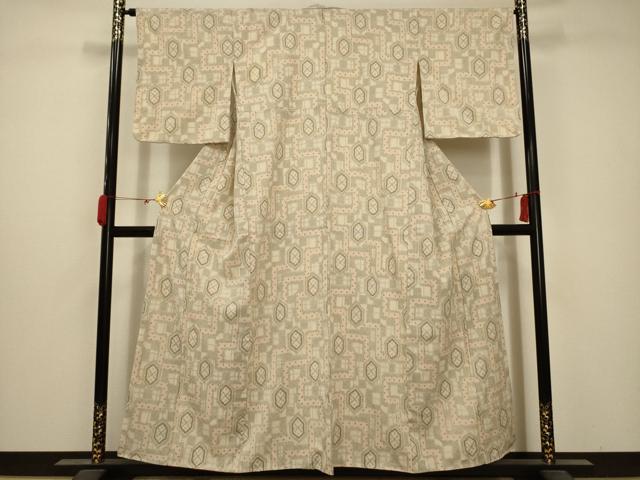 Kimono - 平和屋着物■お召　亀甲文　正絹　逸品　AABB8915sx