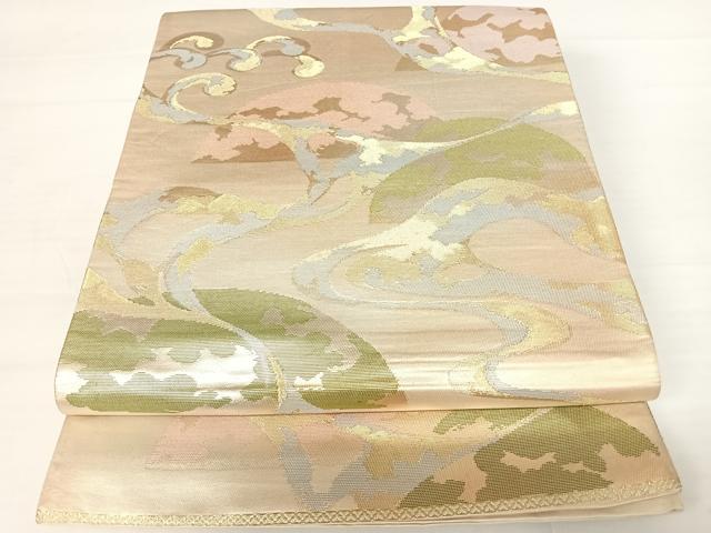 平和屋着物◎六通柄袋帯　霞文　金銀糸　正絹　逸品　AABA2129yx
