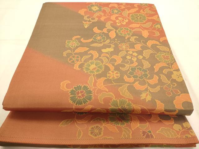 乐天商城 - 平和屋着物◎両面　全通柄袋帯　更紗花文　正絹　逸品　AABA4762dt