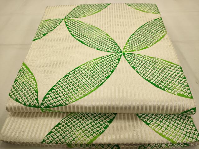 平和屋着物◎六通柄袋帯　唐織　七宝文　銀糸　正絹　逸品　AABA4773dt