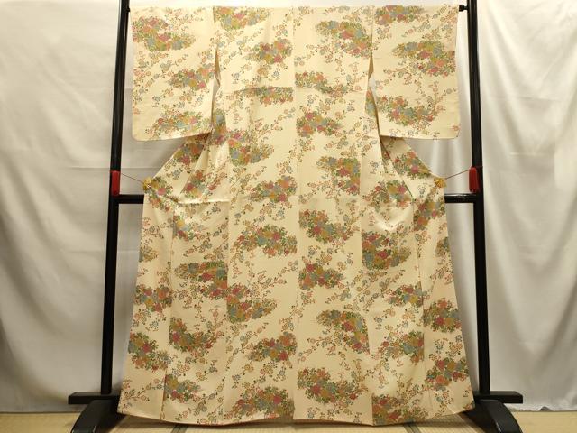 Kimono - 平和屋着物■上質な小紋　草花文　正絹　逸品　AABE6431sx