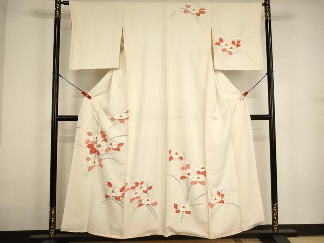 Uramono - 平和屋着物■訪問着　駒刺繍　椿文　金彩　正絹　逸品　AABH2748ja