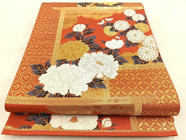Other - 平和屋着物◎六通柄袋帯　唐織　几帳花文　金糸　正絹　逸品　BAAU8992yc