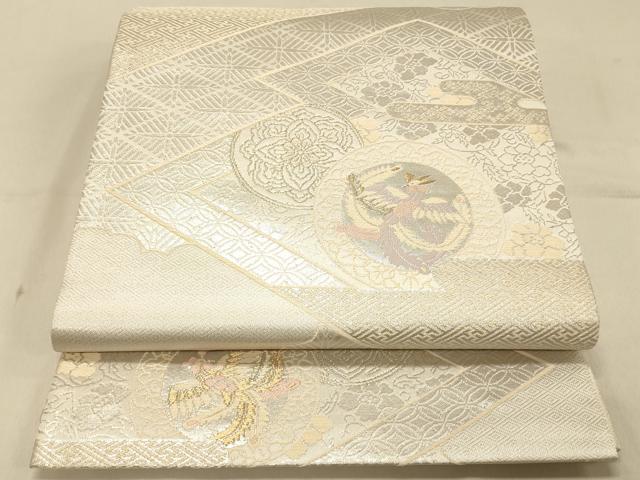 平和屋着物◎六通柄袋帯 唐織 松皮菱鳳凰花文 金銀糸 正絹 逸品 DAAX0638jm