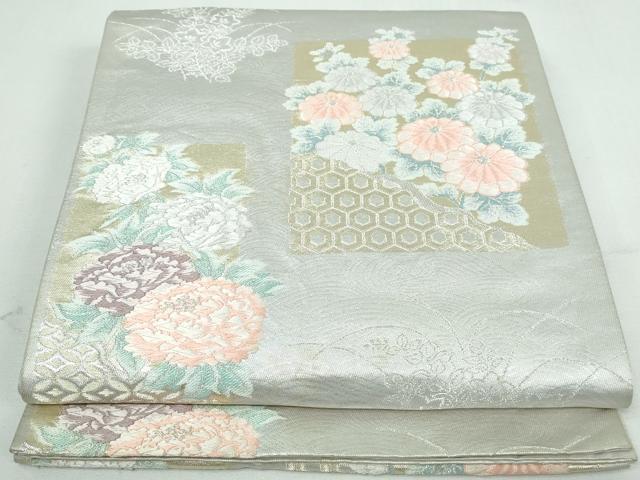 Rakuten - 平和屋着物◎六通柄袋帯　唐織　草花文　銀糸　正絹　逸品　DAAT2290qa