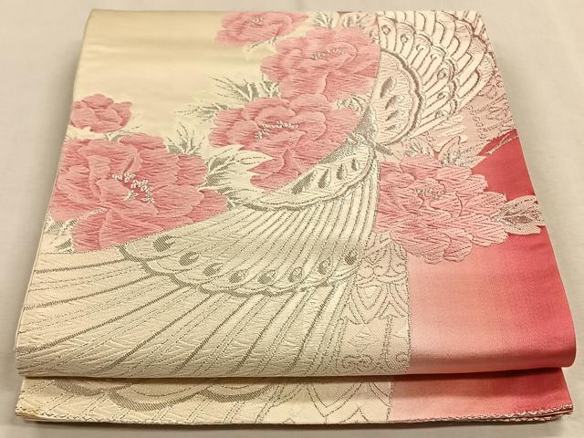 Rakuten - 平和屋着物◎六通柄袋帯　唐織　舞蝶文　銀糸　正絹　逸品　CAAW3272qv