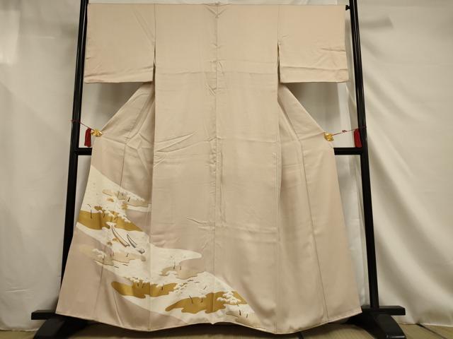 Irotome - 平和屋着物■豪華色留袖　駒刺繍　流水松文　金彩　正絹　逸品　AAAS7534jd