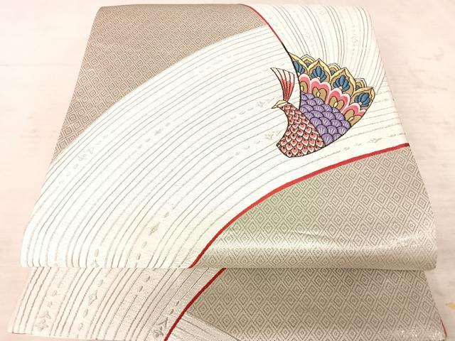 平和屋着物◎六通柄袋帯 唐織 孔雀文 金銀糸 正絹 逸品 AAAX7497yx