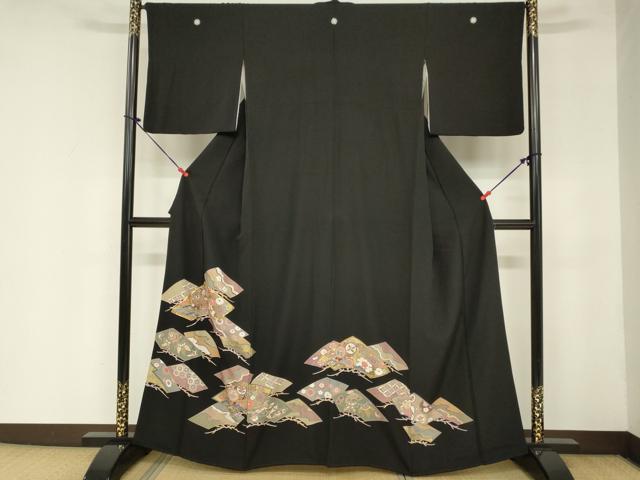 平和屋着物■豪華黒留袖　駒刺繍　几帳宝尽くし花丸文　金彩　正絹　逸品　DAAO4467ma