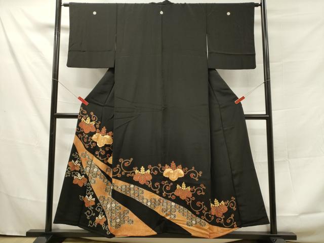 Rakuten - 平和屋着物■豪華黒留袖　駒刺繍　七宝桐花文　金彩　正絹　逸品　DAAP5777tw