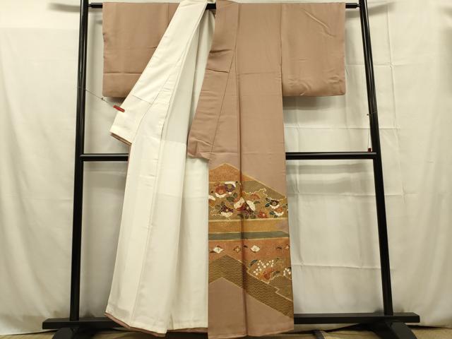 平和屋着物■豪華色留袖　駒刺繍　吉祥花文　金彩　正絹　逸品　DAAP8414zy