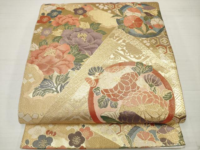 平和屋着物◎九百佐賀錦　六通柄袋帯　慶長　花蝶丸文　金糸　正絹　逸品　DAAV2337xg