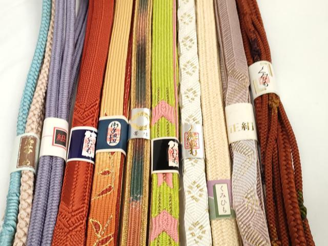 平和屋着物●和装小物 帯締め10本セット 手組紐 組紐 高麗組 笹浪組 金糸 逸品 未使...