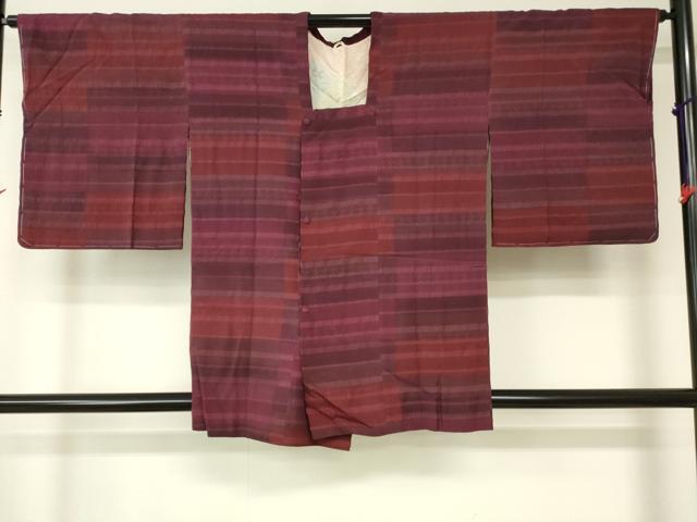 平和屋着物■道行コート 横段文 正絹 逸品 DAAK9064cm