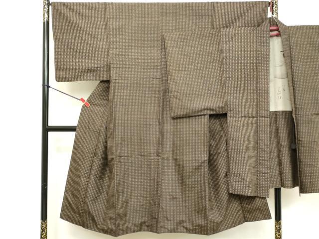 平和屋着物■男性　本場大島紬　アンサンブル　長羽織　横段文　正絹　逸品　DABC4775cd