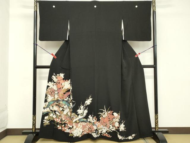 平和屋着物■豪華黒留袖　花鳥文　枝梅　金彩　正絹　逸品　DABC4780cd