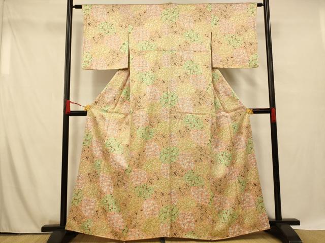 小紋　辻ヶ花　道長取り　葵　楓　梅　着物　031k 紺地葵紋散槍梅文辻ケ花染小袖 文化遺産オンライン