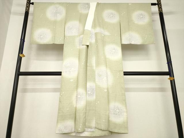 Rakuten - 平和屋着物●長襦袢　無双仕立て　ミミズク　みみずく　兎　うさぎ　草花文　暈し染め　正絹　逸品　AABF8963ck