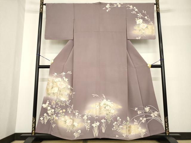 Full-Length Under-Kimono - 平和屋着物●訪問着　駒刺繍　草花文　正絹　逸品　AABF8972ck