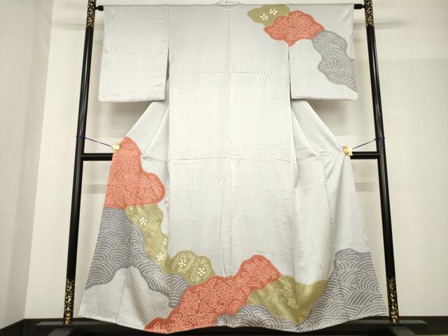平和屋着物●訪問着　絞り　道長花文　正絹　逸品　AABF8973ck