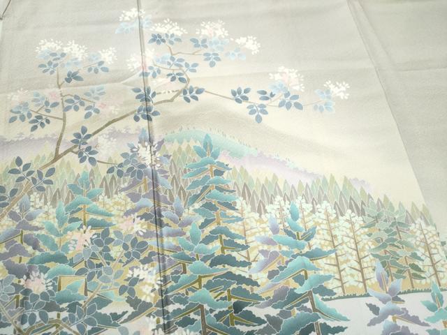 平和屋の平和屋着物●十日町友禅作家　阿部佳雪　訪問着　遠山樹林文　暈し染め　正絹　逸品　CABC6586yc｜アングル3