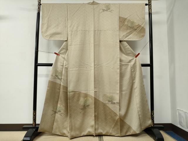 平和屋着物●訪問着　松葉　松ぼっくり　金彩　銀座せきね　正絹　逸品　CABC6632yc