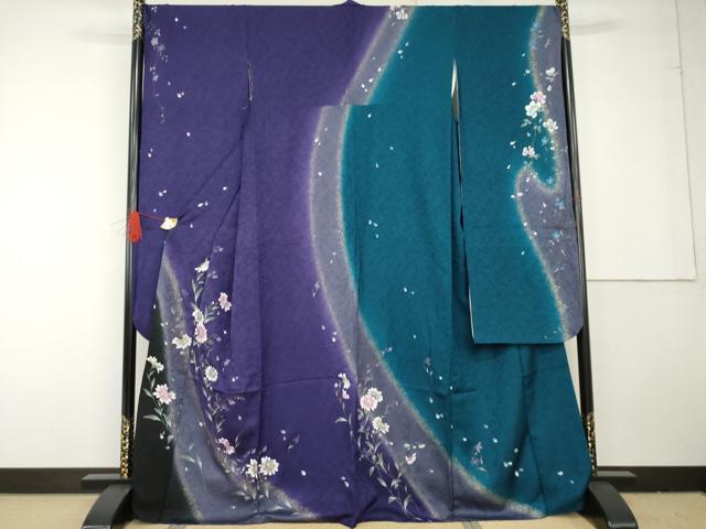 平和屋着物●豪華振袖　手描き　枝花文　暈し染め　金彩　ゑり善扱い　正絹　逸品　AABG3596cs