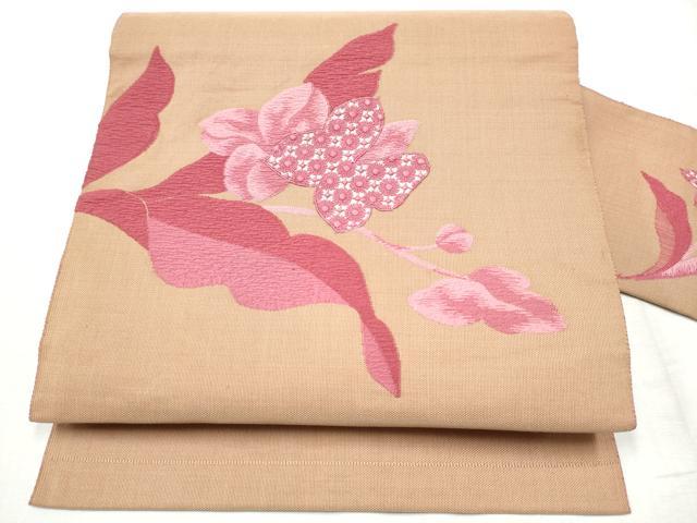 乐天商城 - 平和屋着物●八寸名古屋帯　ドロンワーク　草花文　正絹　逸品　CABD5845hy