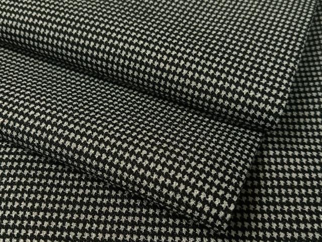 平和屋着物●小紋　千鳥格子　黒地　洗える着物　CABD8087vp