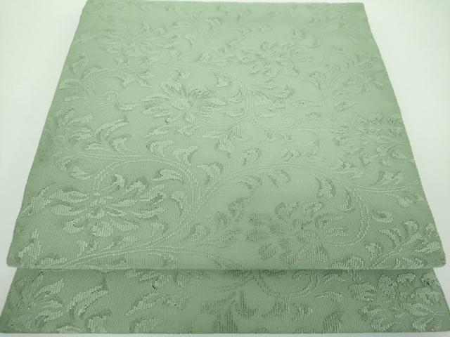 乐天商城 - 平和屋着物●綴れ　八寸名古屋帯　更紗花文　山葵色　正絹　逸品　DABB4796ps