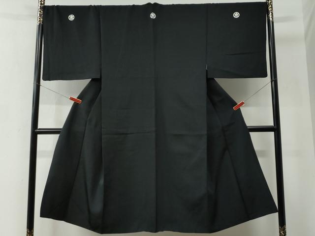 平和屋着物●男性　黒紋付　正絹　逸品　CABC6990yc