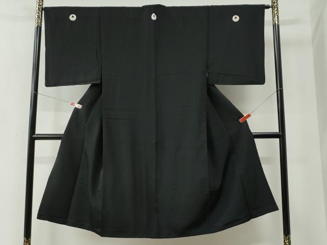 平和屋着物●男性　黒紋付　正絹　逸品　CABC6992yc