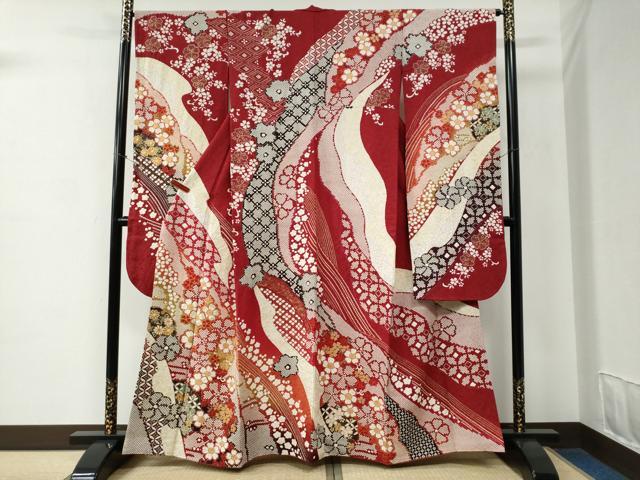 Rakuten - 平和屋着物●豪華振袖　絞り　花唐草文　暈し染め　銀通し地　京都きもの友禅扱い　正絹　逸品　CABC7043yc