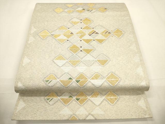 平和屋着物▼六通柄袋帯　吉祥菱文　金銀糸　正絹　逸品　CABC3428ak