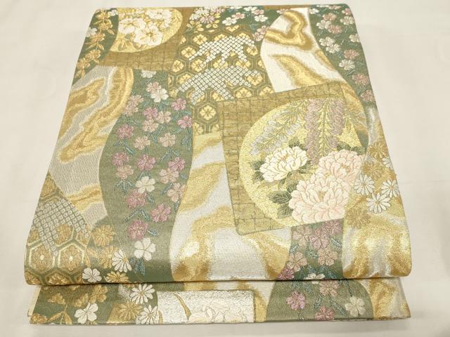 平和屋着物▼六通柄袋帯　華艶　金銀糸　正絹　逸品　CABD4017dy