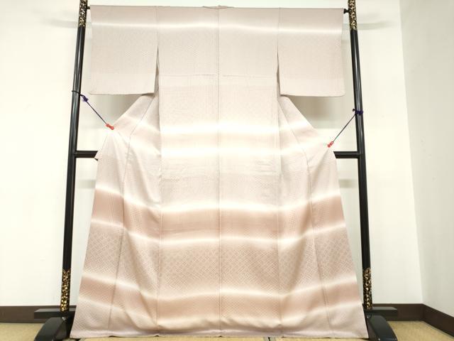 Full-Length Under-Kimono - 平和屋着物●訪問着　鹿の子菱文　暈し染め　正絹　逸品　DABC2629ud