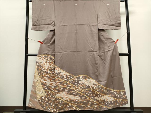 Uramono - 平和屋着物■豪華色留袖　駒刺繍　飛鶴吉祥枝花文　正絹　逸品　CABC7718ou