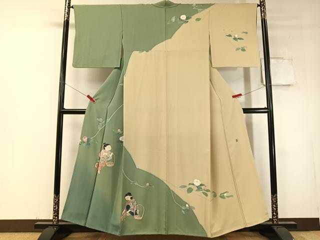 Kimono - 平和屋着物●十日町友禅作家　関口遼一　訪問着　童子遊び　暈し染め　正絹　逸品　CABD8225vp