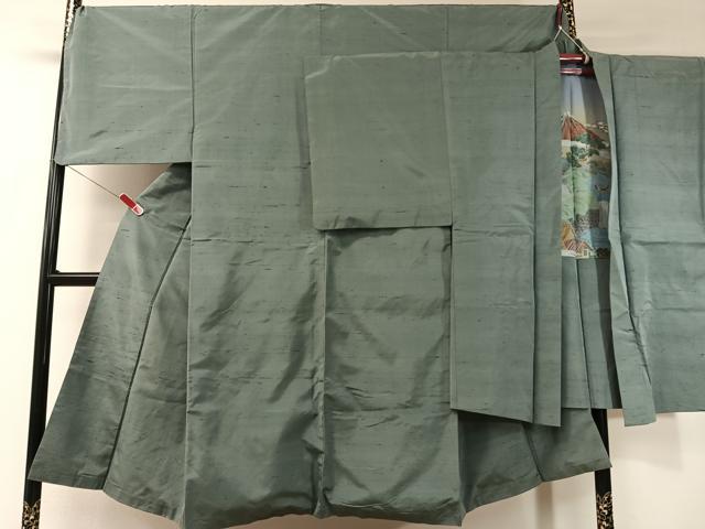 平和屋着物●男性　紬　アンサンブル　薄青色　正絹　逸品　CABD8027vp