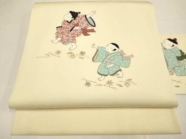 未使用品　友禅　名古屋帯　童 正絹 作家物 お太鼓柄 楽天市場】童 名古屋帯の通販