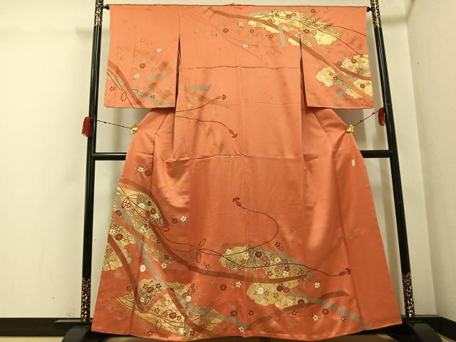 Kimono - 平和屋着物●十日町老舗ブランド　吉澤友禅　吾妻徳穂　訪問着　駒刺繍　花唐草文　金彩　正絹　逸品　AABG9037ph