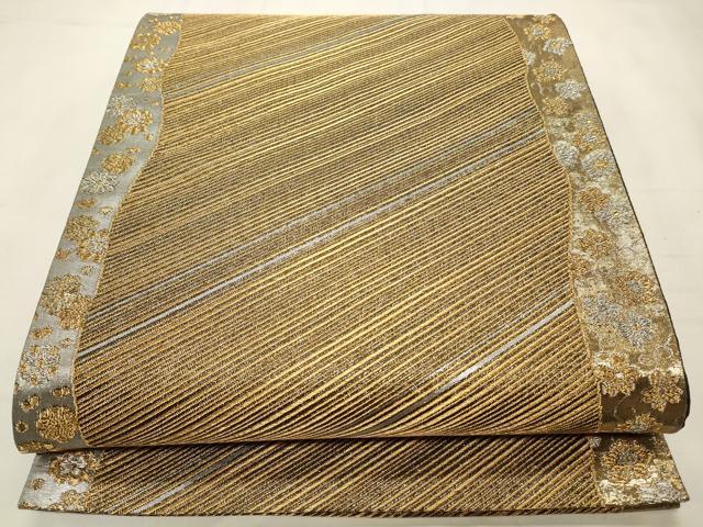 平和屋着物◎六通柄袋帯 斜線花文 金銀糸 正絹 逸品 CABD2109qe