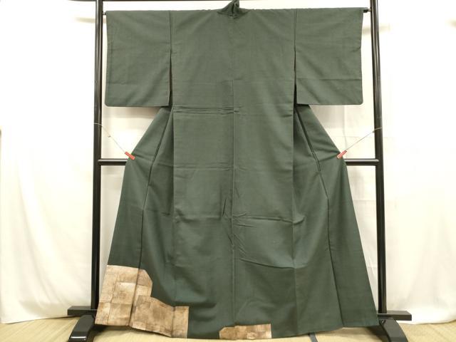 平和屋着物■訪問着　紬地　抽象文様　金彩　正絹　逸品　DABD6787cm