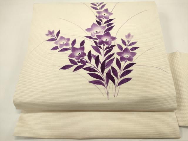 Rakuten - 平和屋着物＊夏物　絽塩瀬　九寸名古屋帯　手描き　枝花文　桔梗　正絹　逸品　DABH1794cd