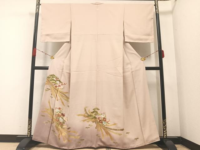 平和屋着物●豪華色留袖　刺繍　松竹梅束ね熨斗文　暈し染め　金彩　正絹　逸品　AABA8205ph