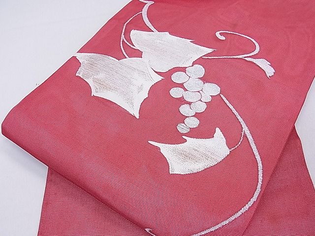 平和屋着物■夏物 九寸名古屋帯 葡萄蔦の葉文 金銀糸 逸品 fe4732